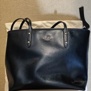 Coach Navy Leather Tote Bag